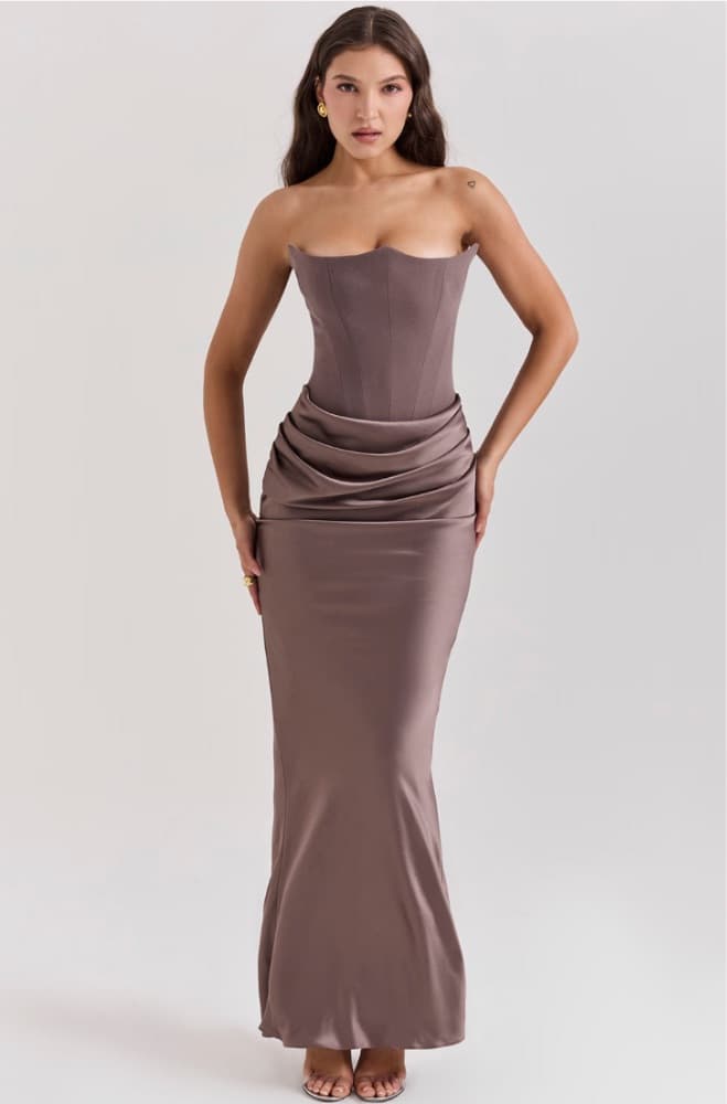 HOUSE OF CB PERSEPHONE SMOKE CORSET MAXI DRESS SIZE M REG CUP - Image 1