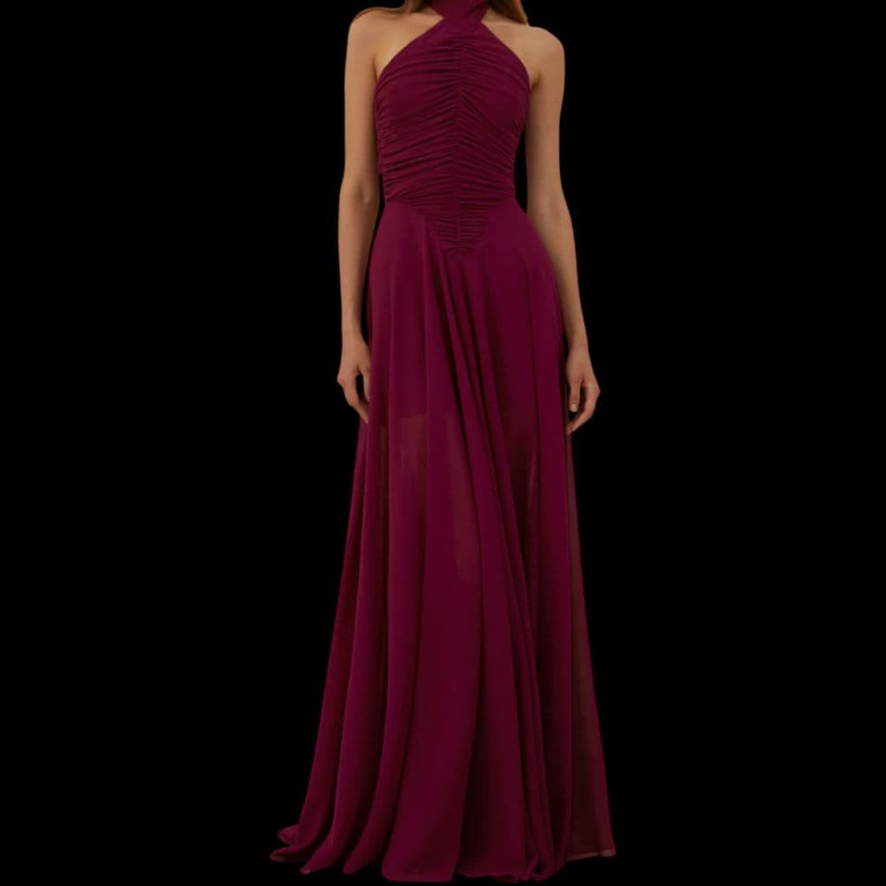 Miss Rosier Kerstin Purple Ruched Maxi Dress - Image 1