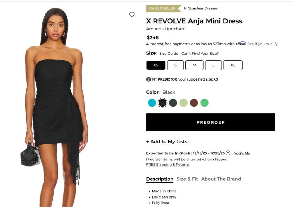 Brand new Black Amanda Uprichard mini dress - Image 2