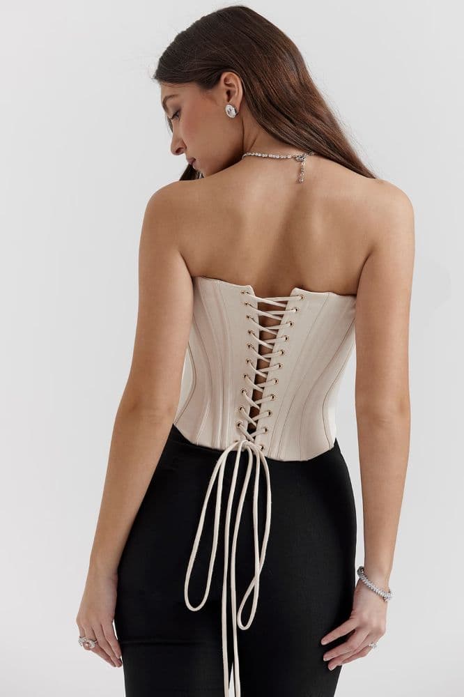 Genevieve Vintage Cream Lace Back Corset - Image 1