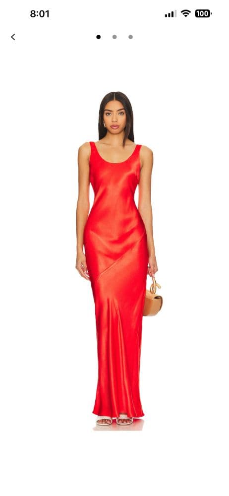 Line & Dot Red Floor Length Dress - Image 1