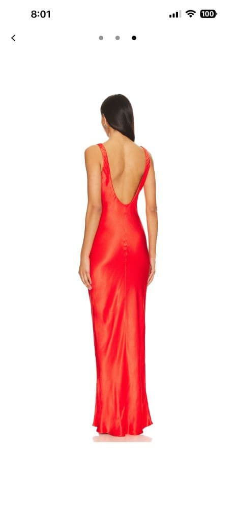 Line & Dot Red Floor Length Dress - Image 2