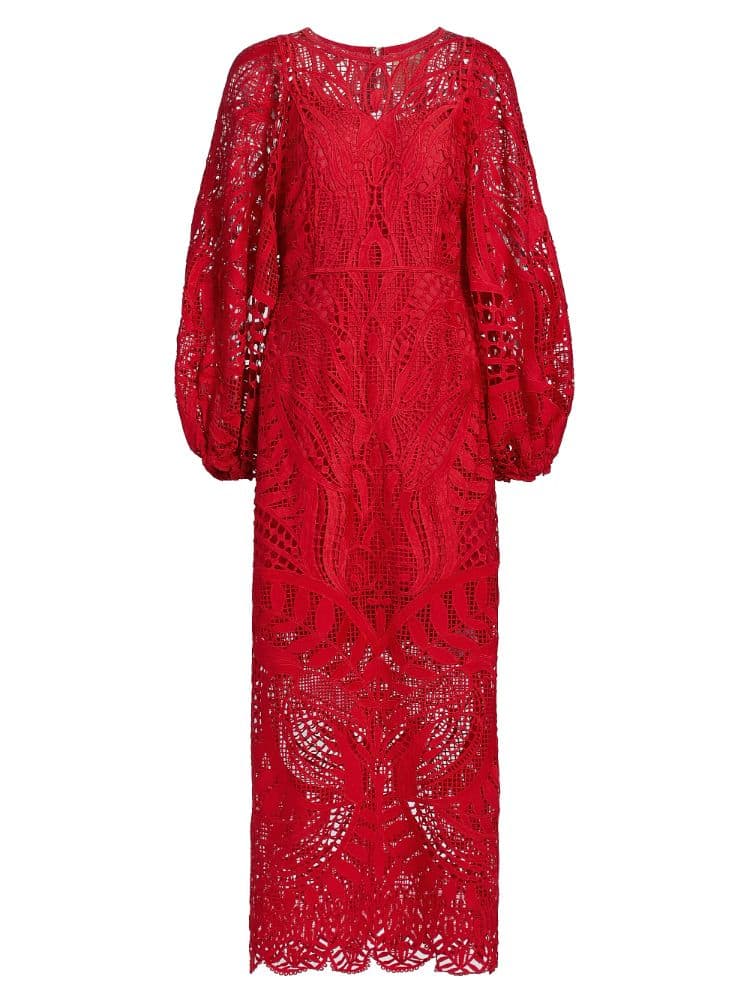 Farm Rio  Nature Guipure Midi-Dress - Image 1