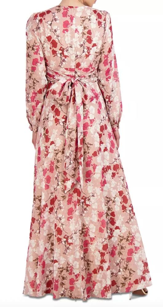 BCBGMAXAZRIA V Neck Pleated Waist Maxi Dress - Image 2