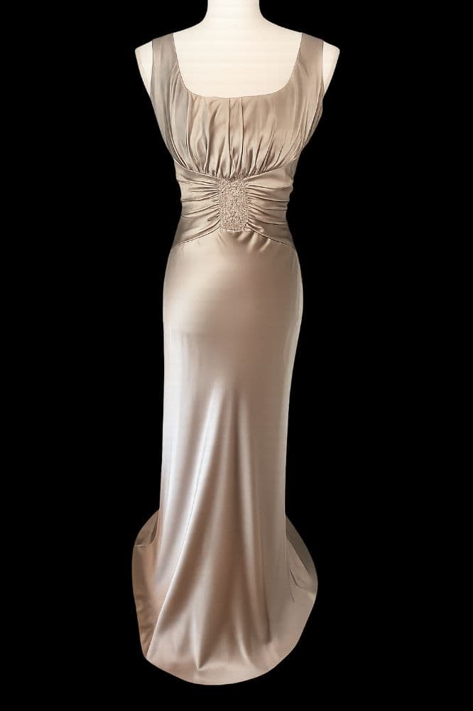 Cachet Silver Silk Evening Gown - Image 1