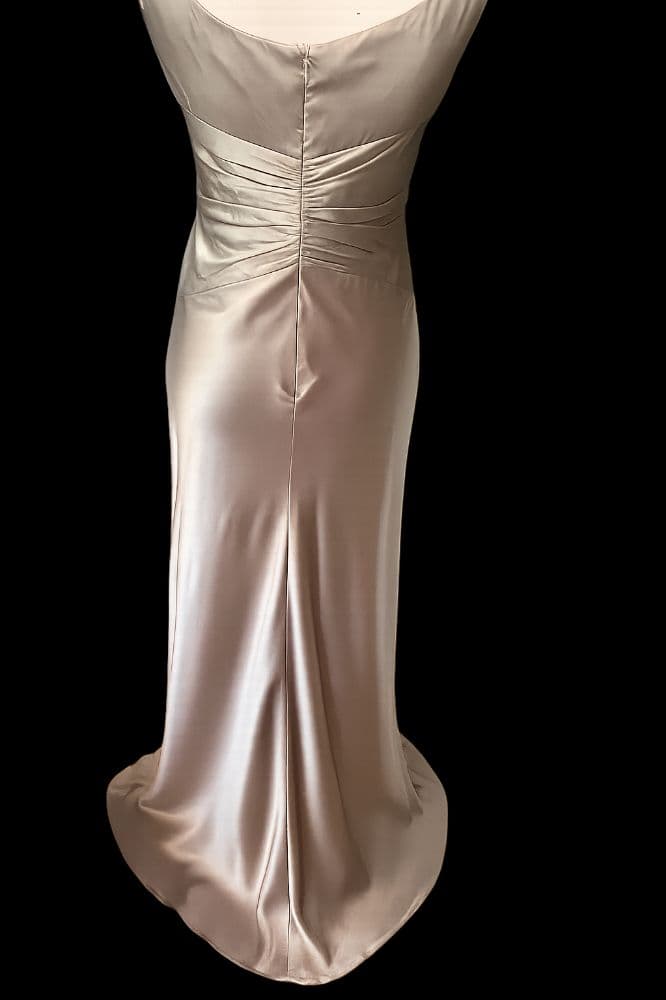 Cachet Silver Silk Evening Gown - Image 2