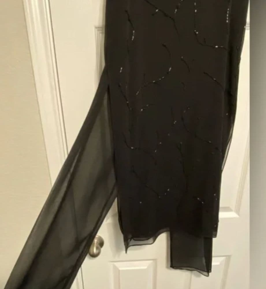 Vintage Laundry by Shelli Segal long blk beaded shear skirt - Image 1