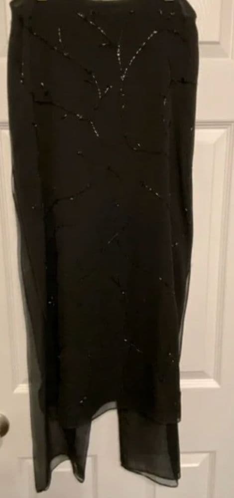 Vintage Laundry by Shelli Segal long blk beaded shear skirt - Image 2