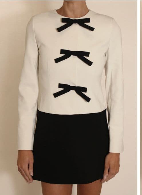 Sandy Liang White + Black Bow Dress - Image 1