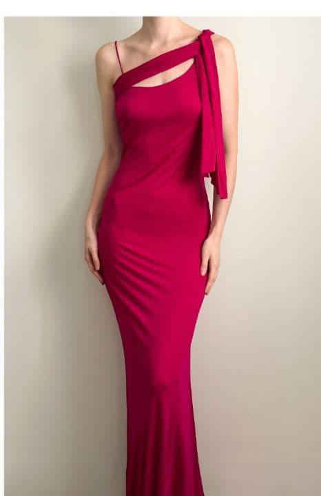 JOHN GALLIANO 2000S FUSCHIA SHOULDER KNOT DRESS - Image 1