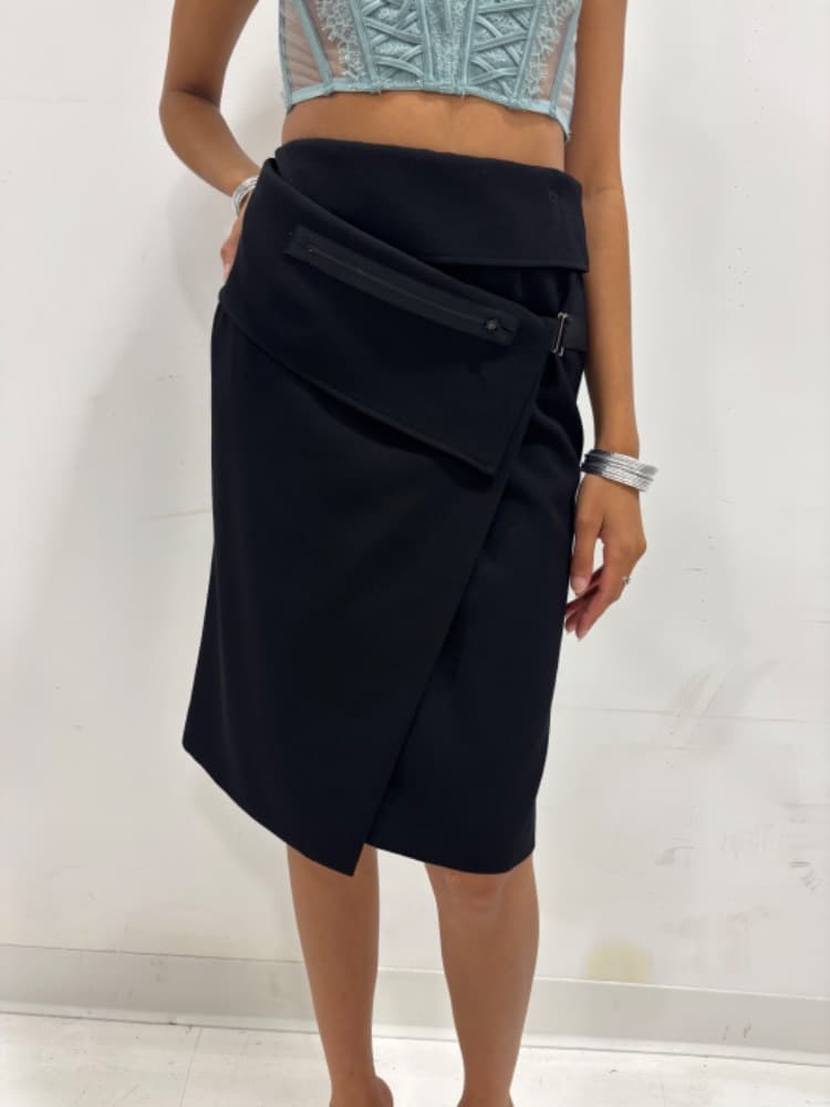 EMPORIO ARMANI BLACK ASYMMETRICAL SKIRT - Image 1