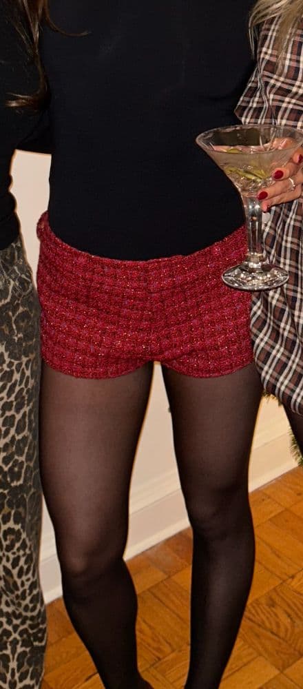 Amanda Uprichard Red and Pink Tweed Micro Shorts - Image 2