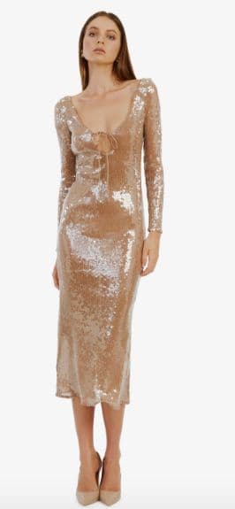 Bardot Verona Sequin Maxi Dress in Nude - Image 3