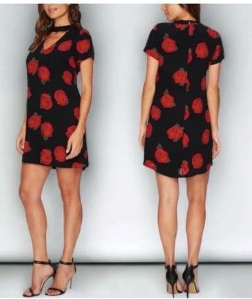 Sanctuary Black Dress with Roses Floral - Image 1