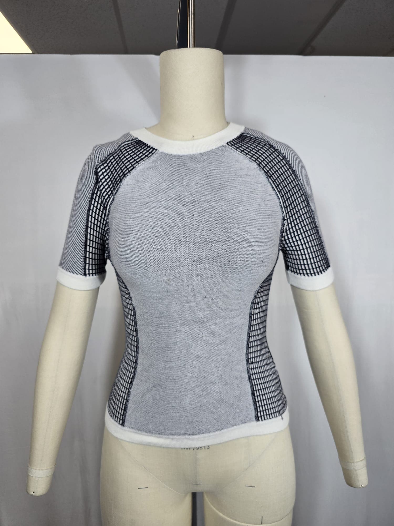 Charli Moto Top In Ivory & Navy - Image 2