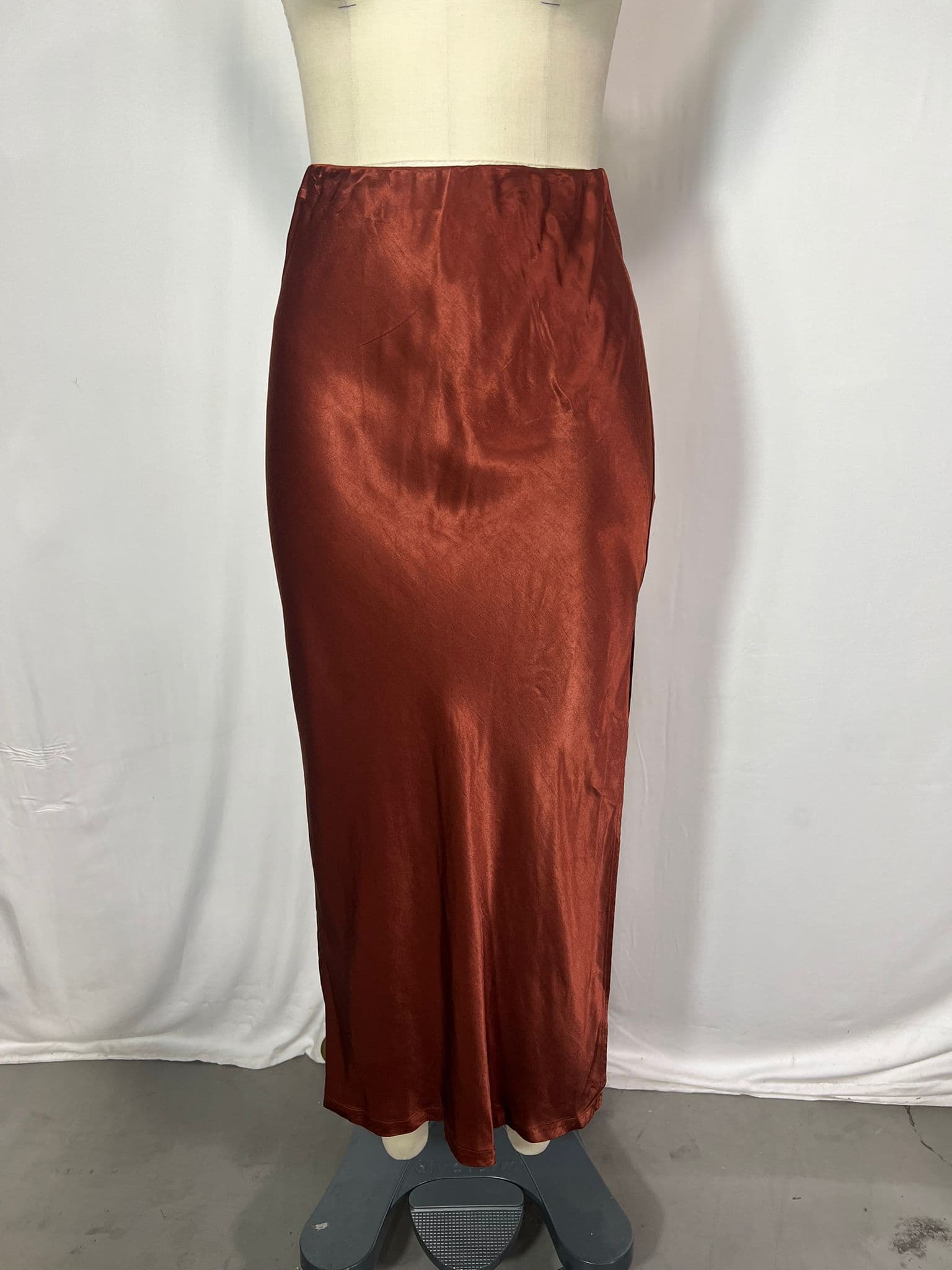 Satin Bias Cut Skirt In Umber - Image 3