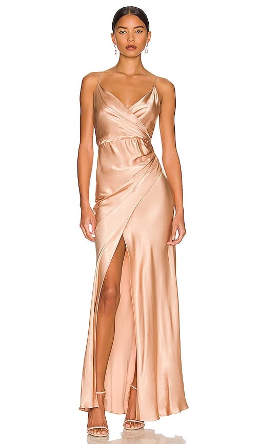 La Lune Cross Draped Maxi Dress In Desert Rose - Image 1