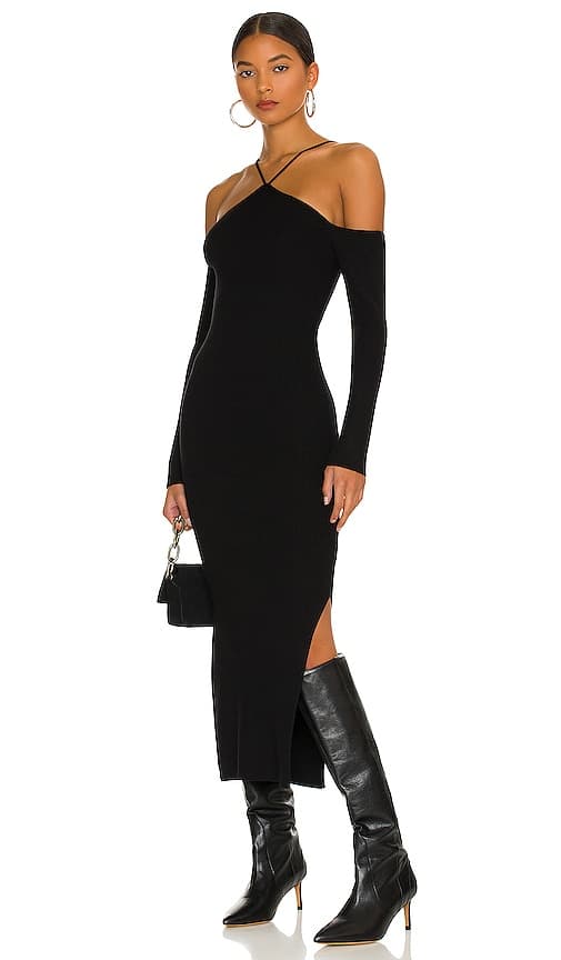 Amanda Sweater Midi Dress In Black - Image 1