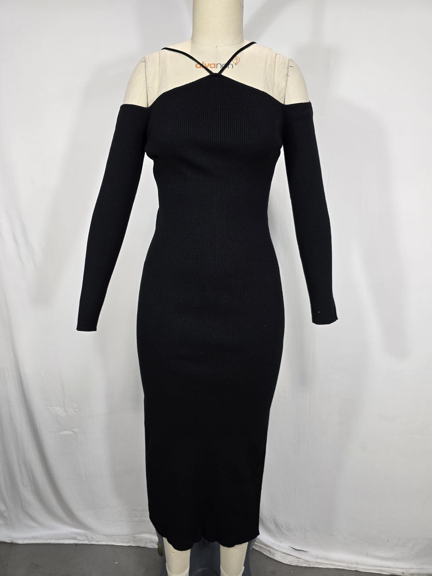 Amanda Sweater Midi Dress In Black - Image 2