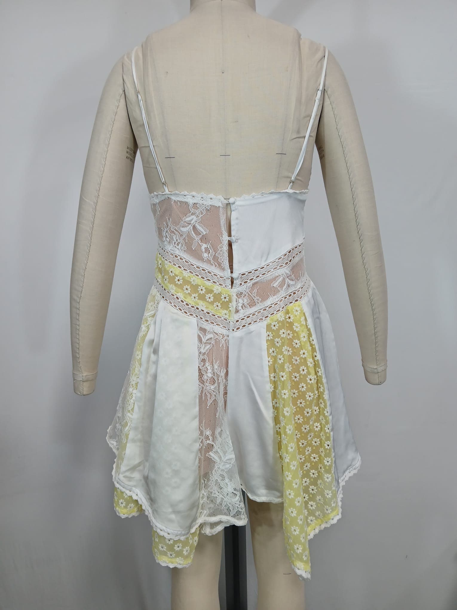 Cady Mini Dress In Ivory & Pale Yellow - Image 3