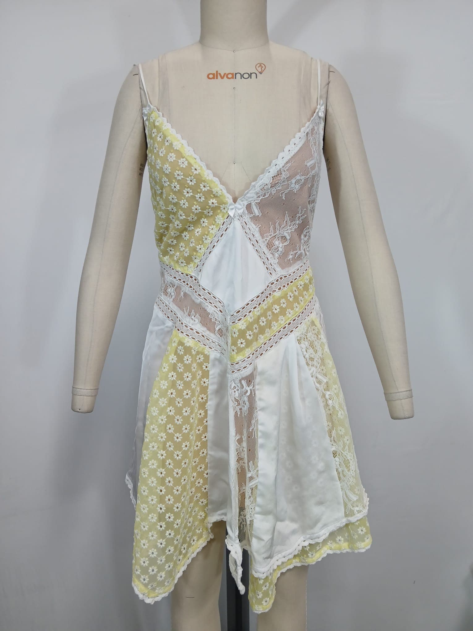 Cady Mini Dress In Ivory & Pale Yellow - Image 4