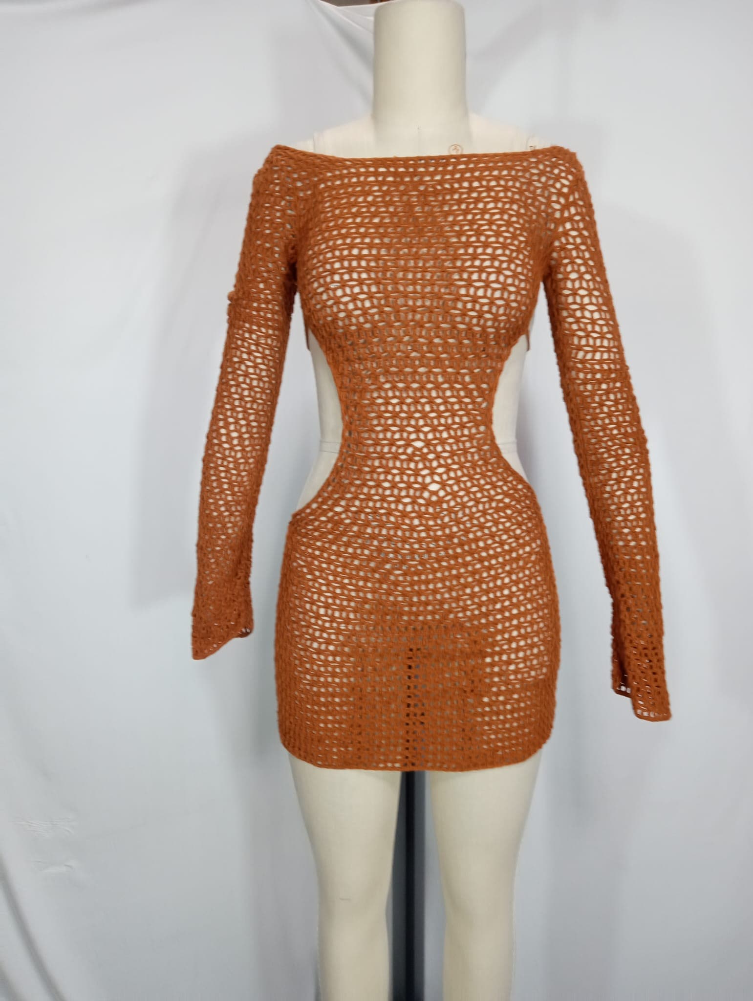 The Celeste Mini Dress In Brown - Image 4