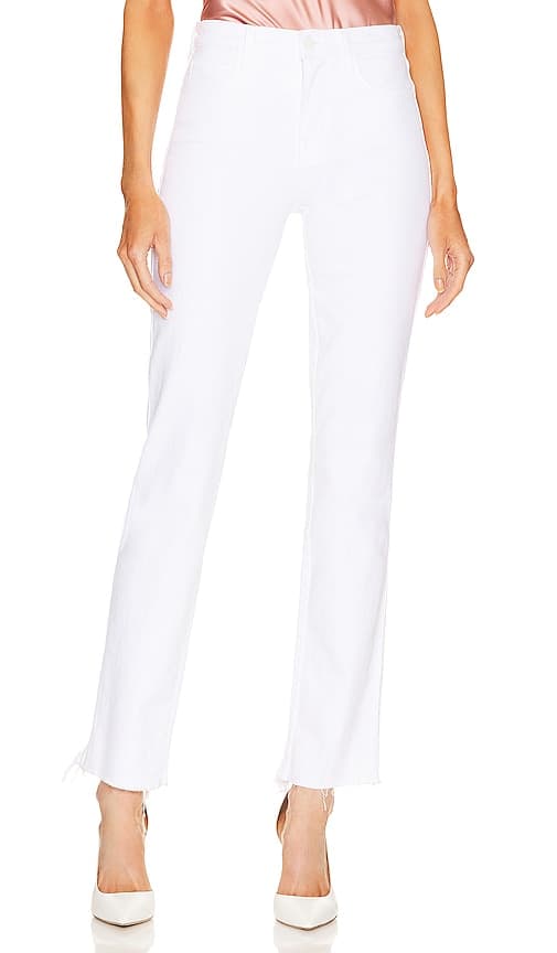 Draya High Rise Slim Straight Walk Off Jeans In Blanc - Image 1