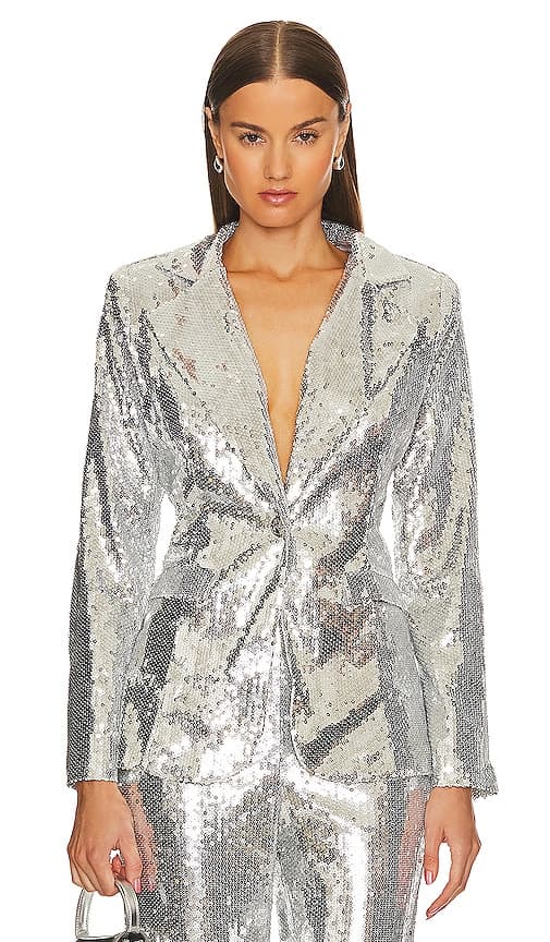 Nancy Jacket In Silver Sequin - Image 1
