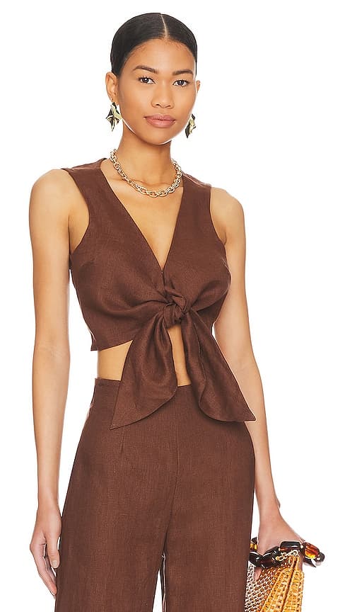 Dalaila Tie Top In Chocolate - Image 1