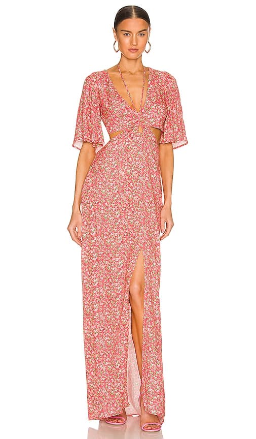 Savvy Midi Dress In Red Ditsy - Image 2