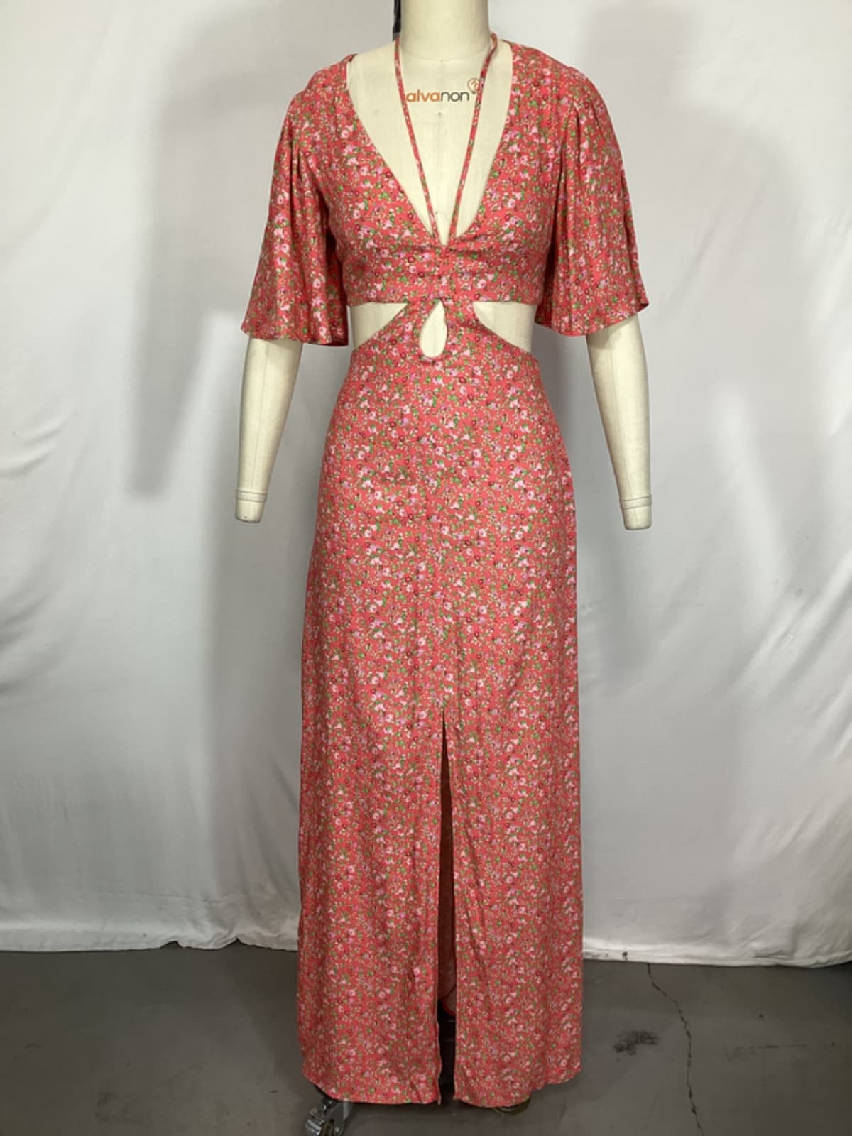 Savvy Midi Dress In Red Ditsy - Image 1