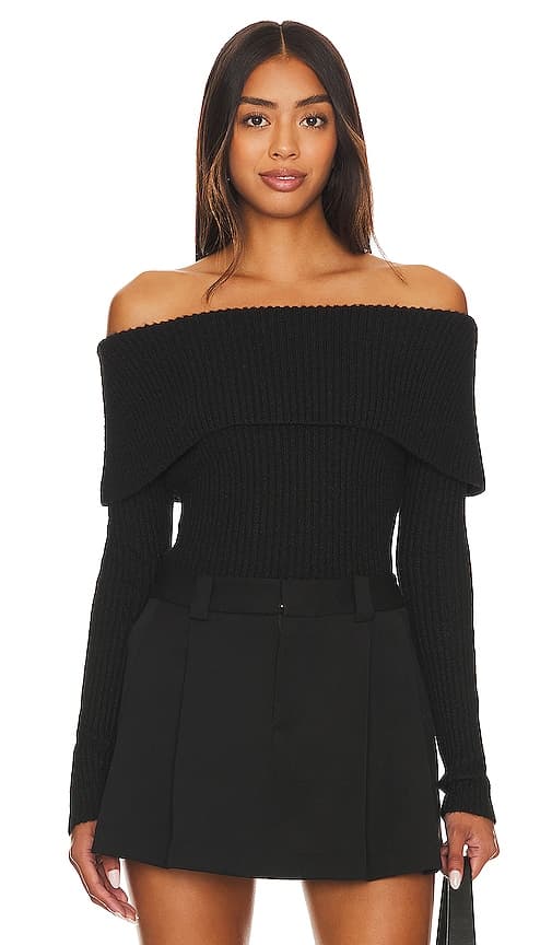Gwyneth Off-Shoulder Sweater In Black - Image 2