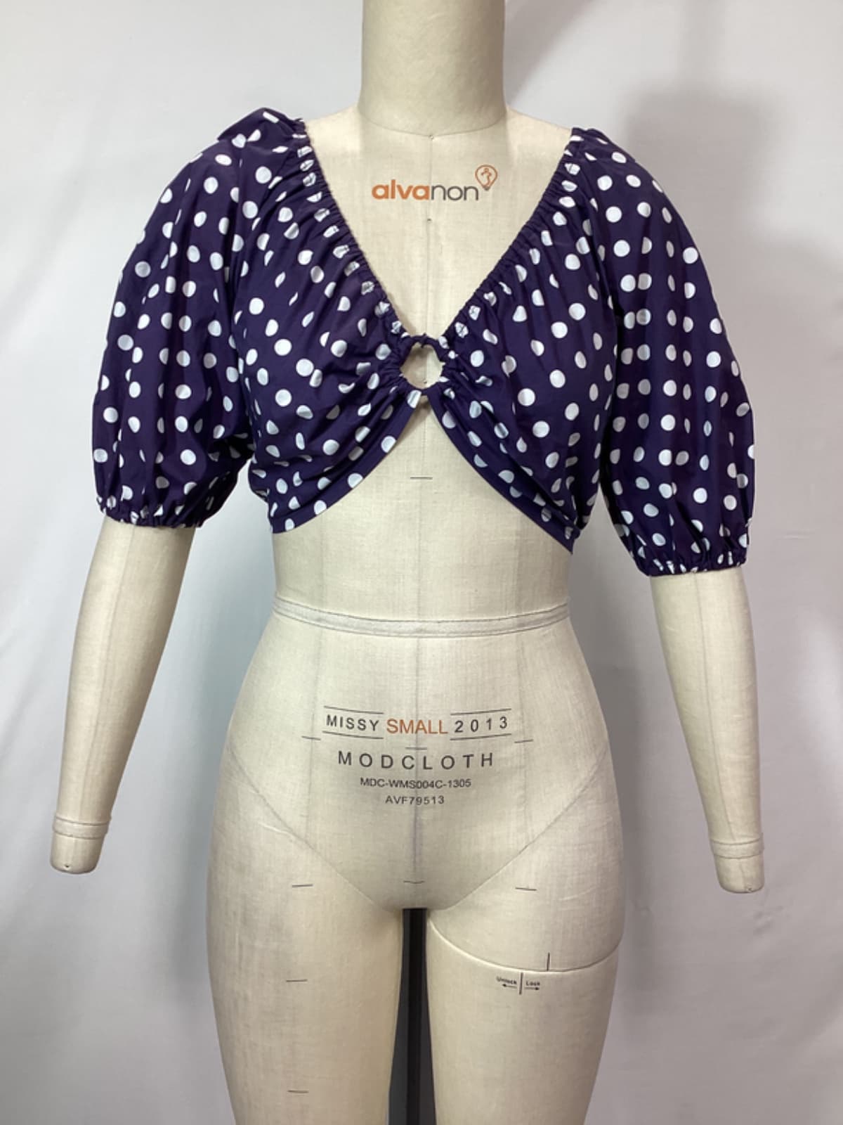 Tyler Top In Navy White Polka Dot - Image 2