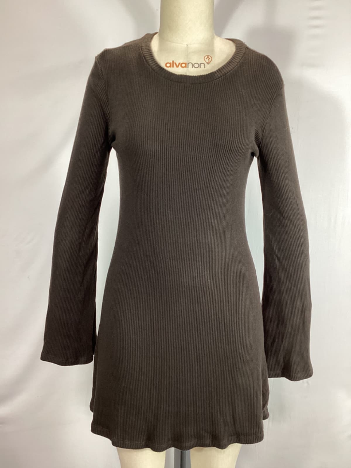 Bell Sleeve Mini Dress In Espresso - Image 3