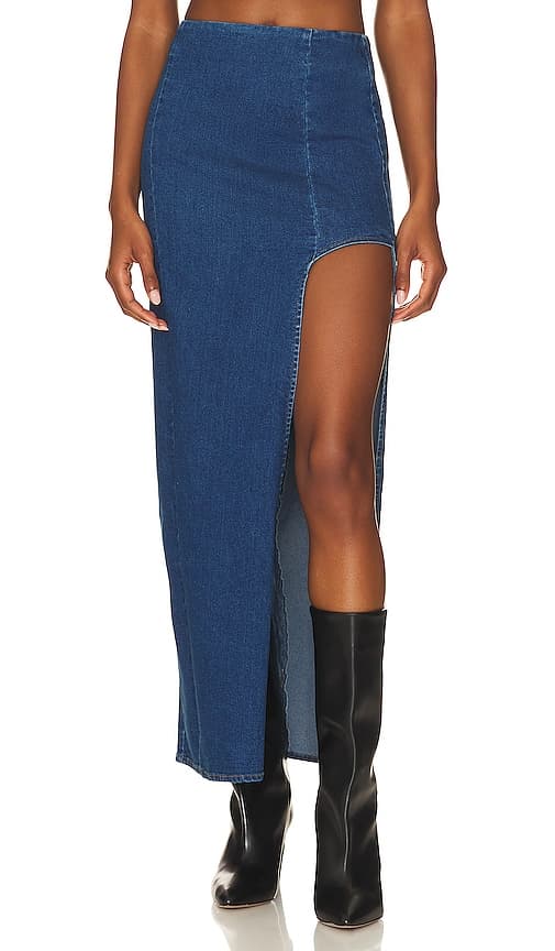 Joey Maxi Skirt In Denim - Image 1