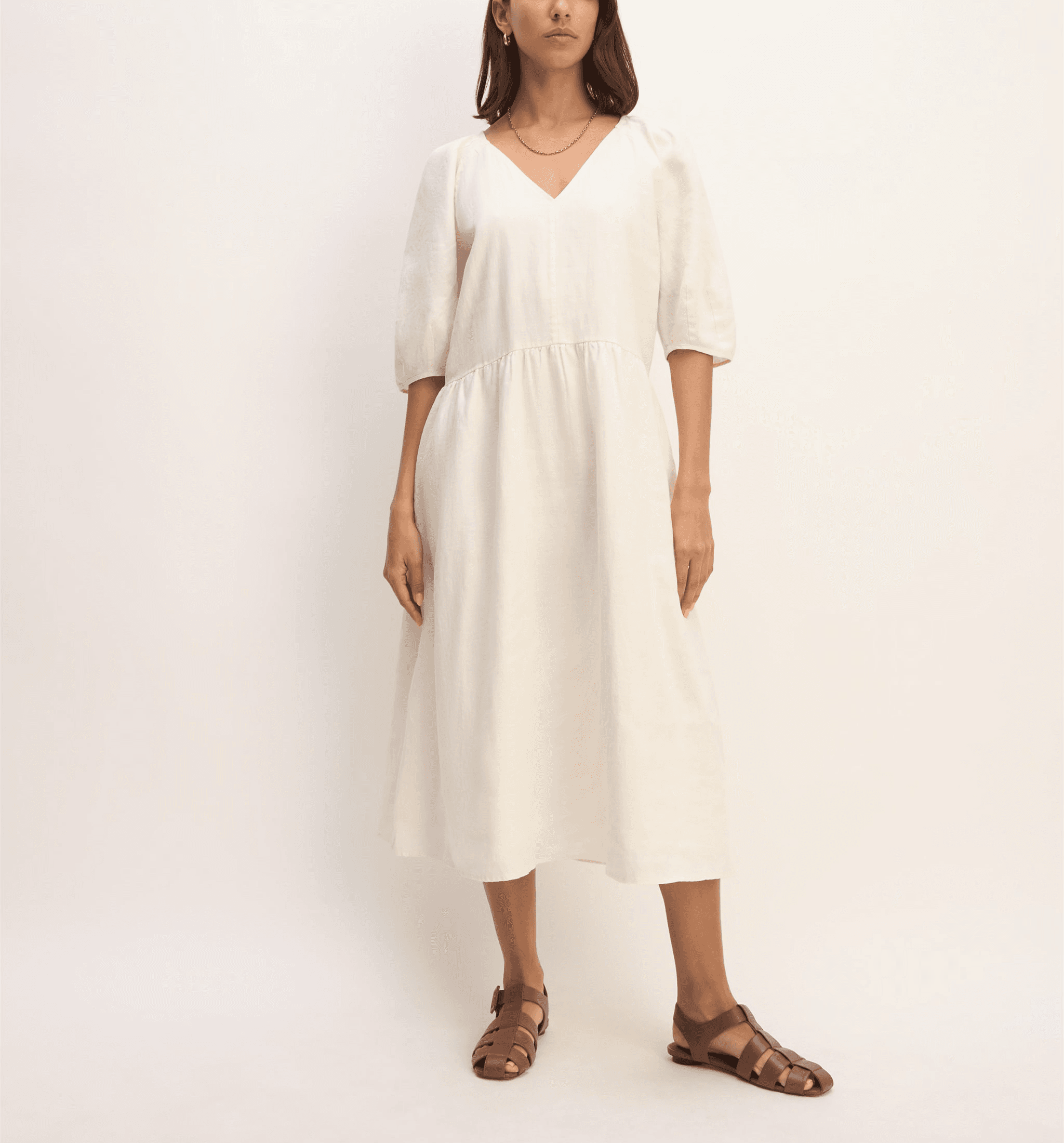 The Linen Oversized Puff-Sleeve Dress - Image 1