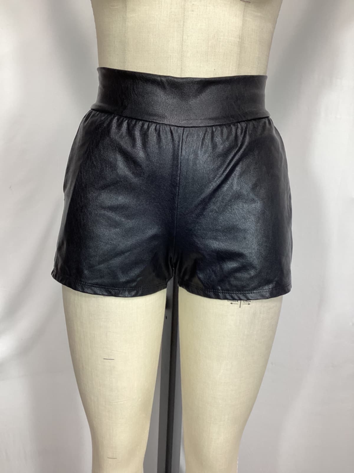 Faux Leather Tailored Shorts - Image 3