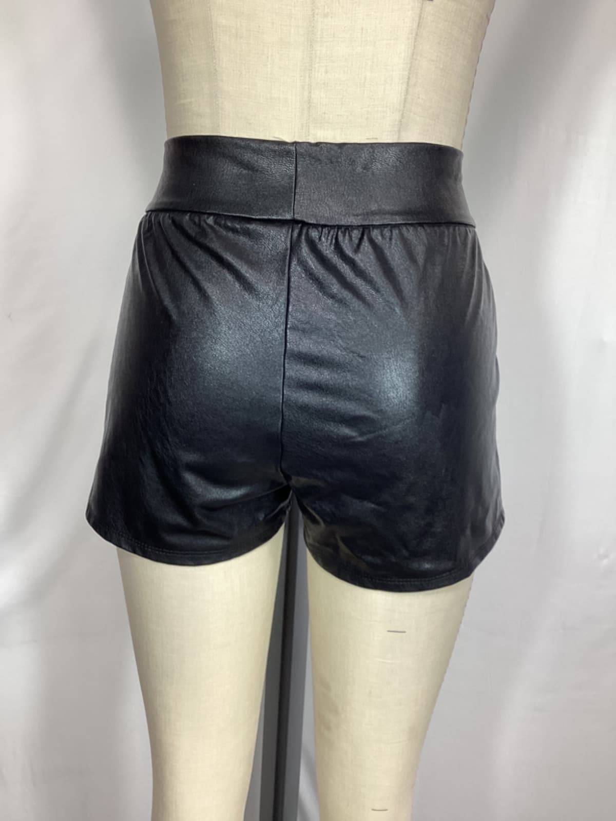 Faux Leather Tailored Shorts - Image 2