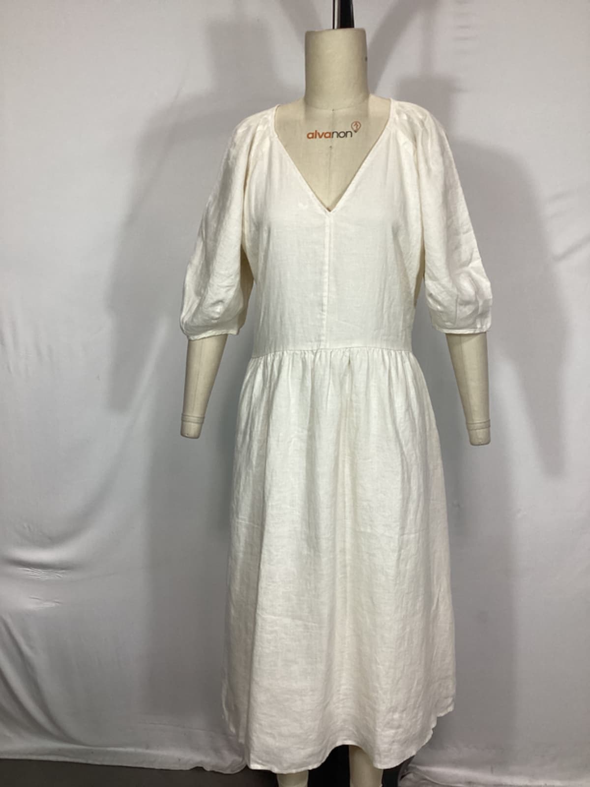 The Linen Oversized Puff-Sleeve Dress - Image 2