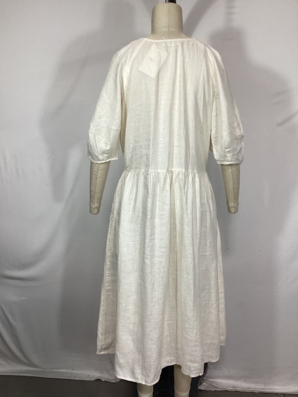 The Linen Oversized Puff-Sleeve Dress - Image 4
