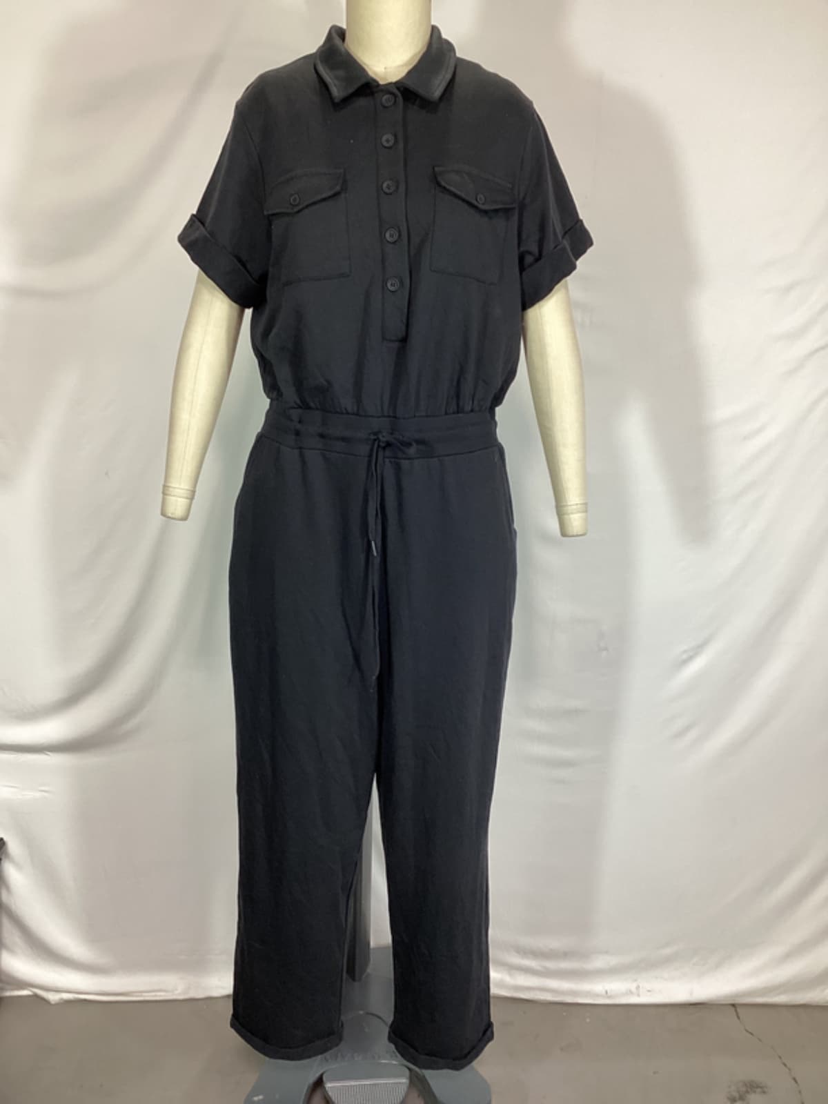 Distressed Wash Utility Jumpsuit In Black - Image 2