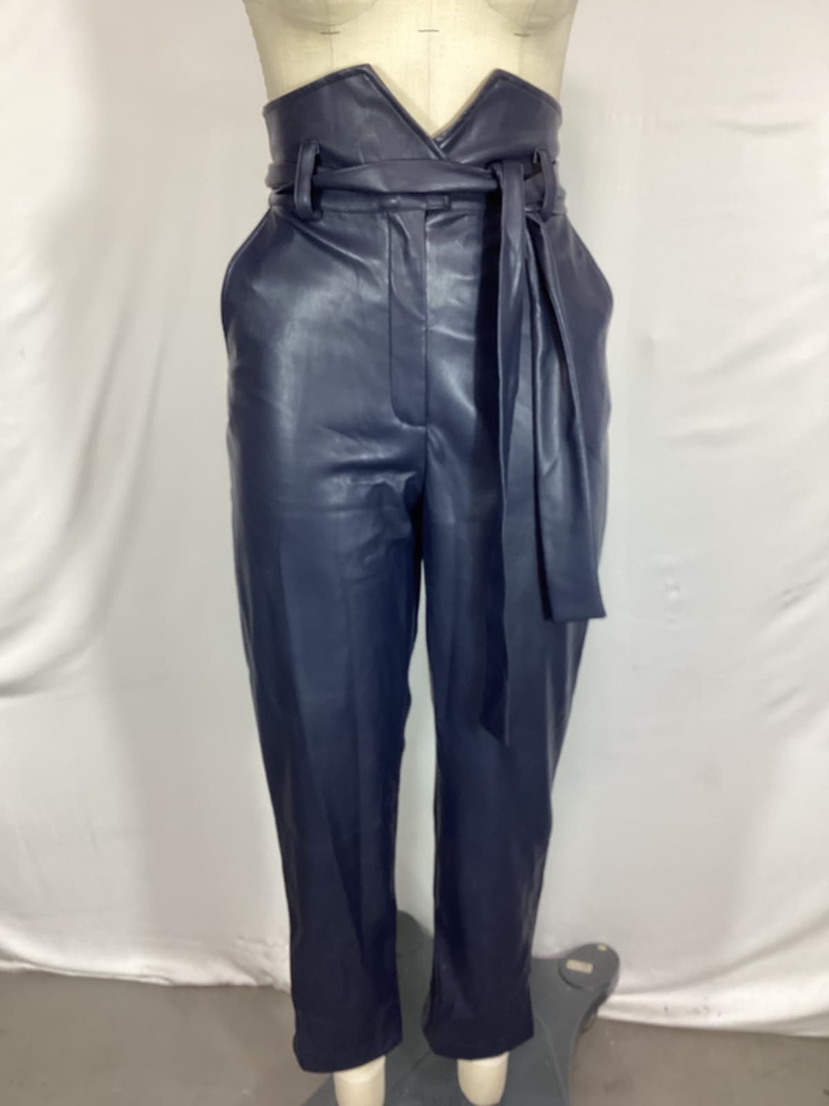Debbie Faux Leather Pant In Navy - Image 2