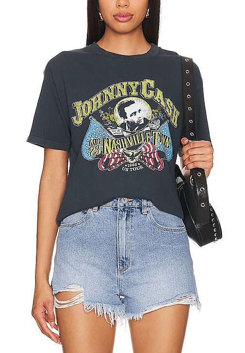 Johnny Cash Nashville 1968 Tee In Vintage Black - Image 1