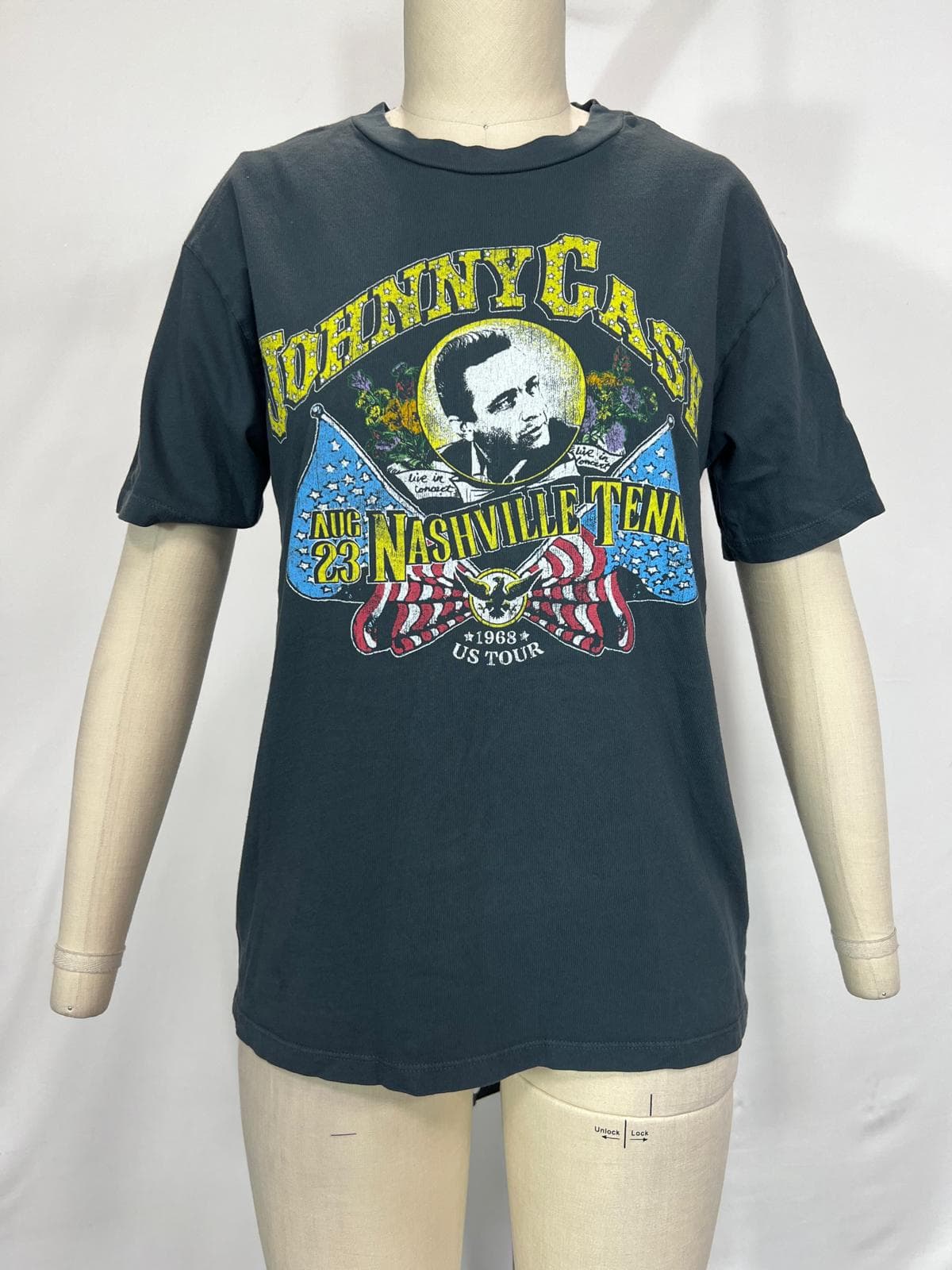 Johnny Cash Nashville 1968 Tee In Vintage Black - Image 2