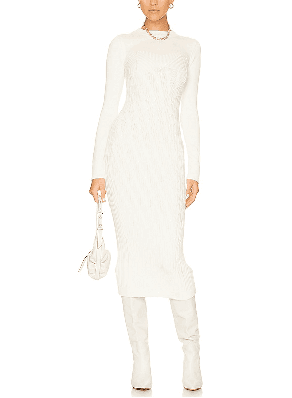 Talasi Cable Midi Dress In Ivory - Image 1