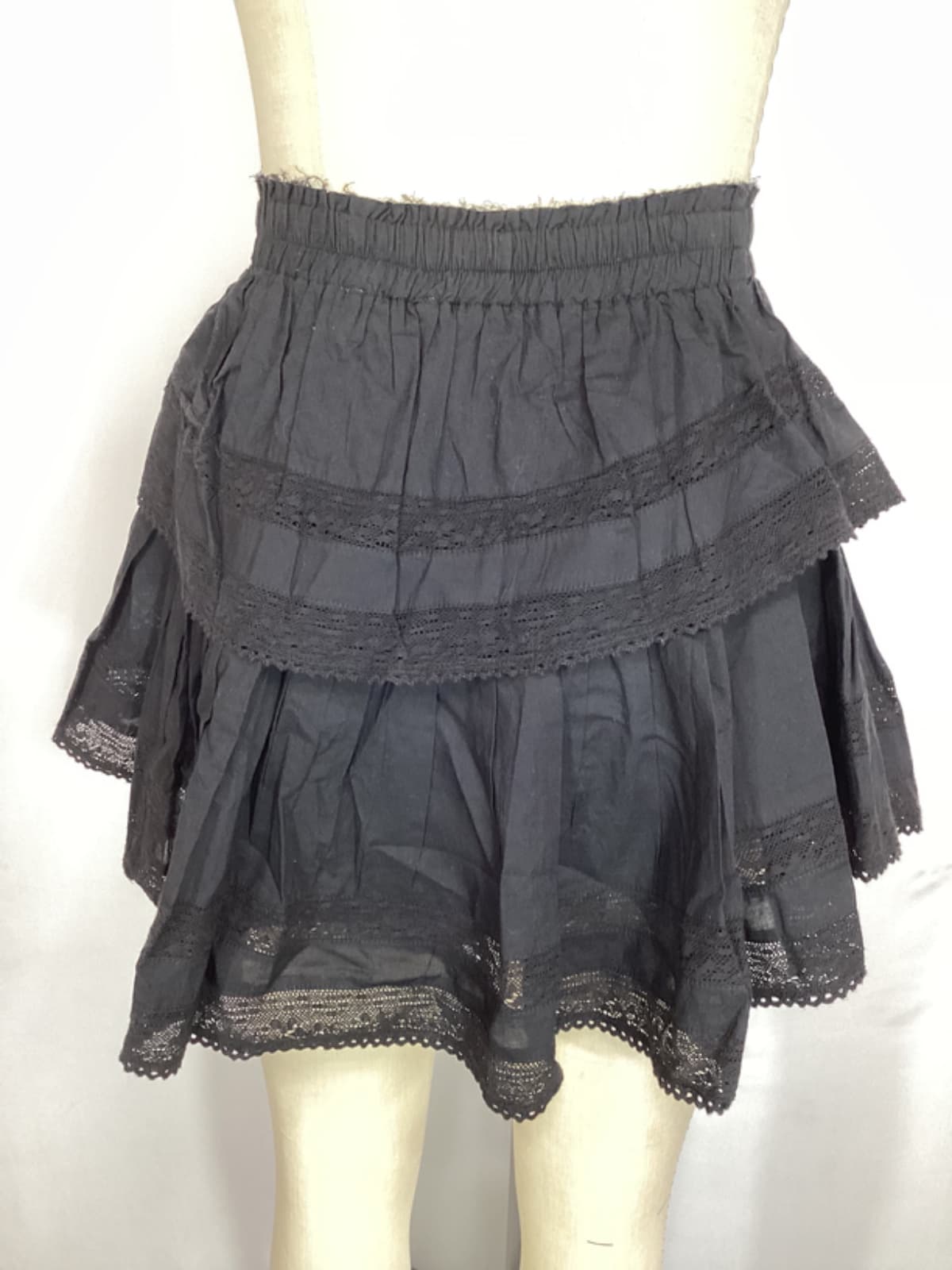 Ruffle Mini Skirt In Black - Image 2