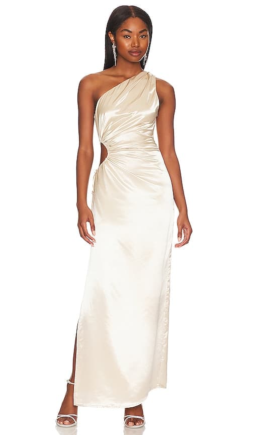 Eliza Cut Out Dress In Champagne - Image 1