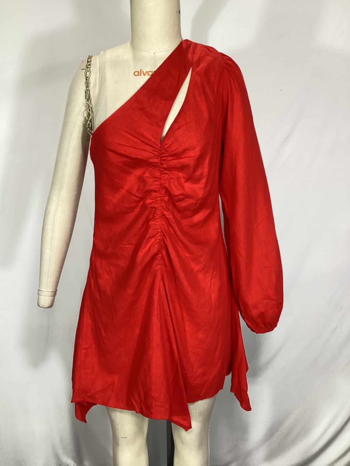 Rosalie Mini Dress In Bright Red - Image 3