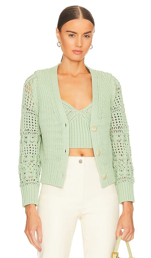 Ambrose Crochet Cardigan In Sage - Image 1