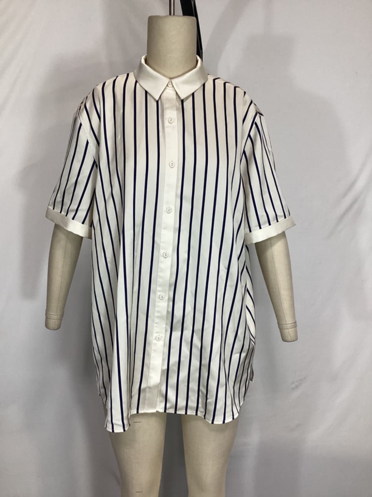 Davey Blouse In Navy & Ivory Stripe - Image 2
